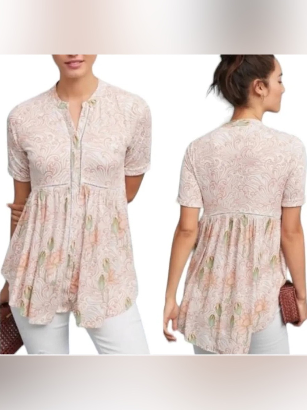 Akemi + Kin Veria Floral Peplum Tunic Blouse from Anthropologie - size M